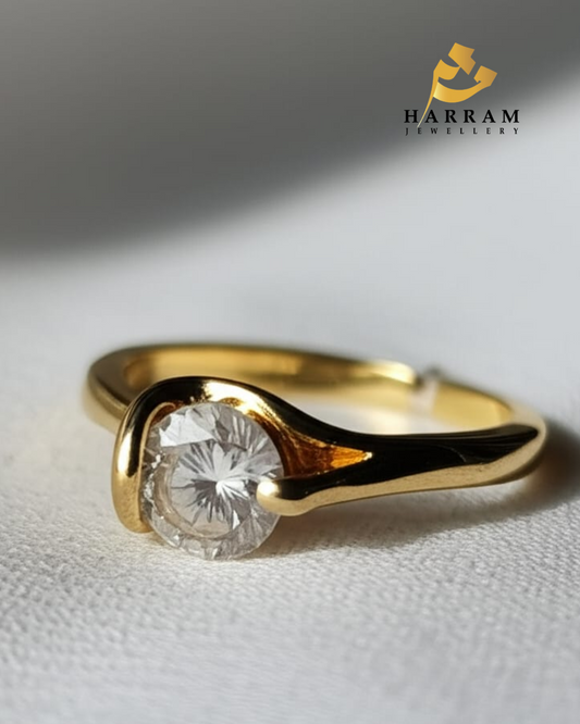 Gold Plated Solitaire Ring