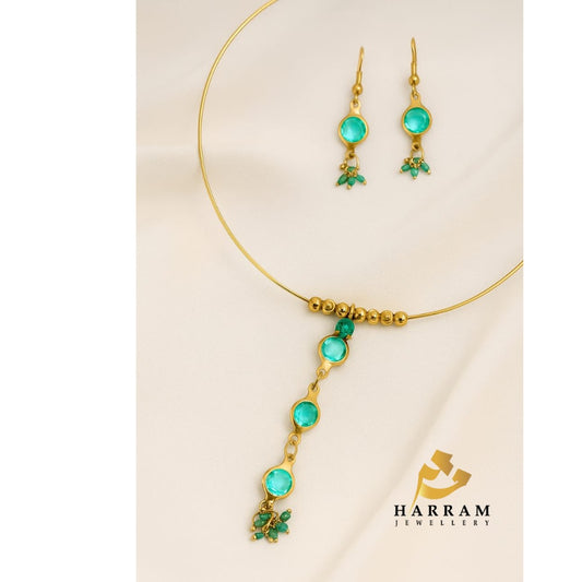 Elegant Gold-Plated Choker Set with Earrings