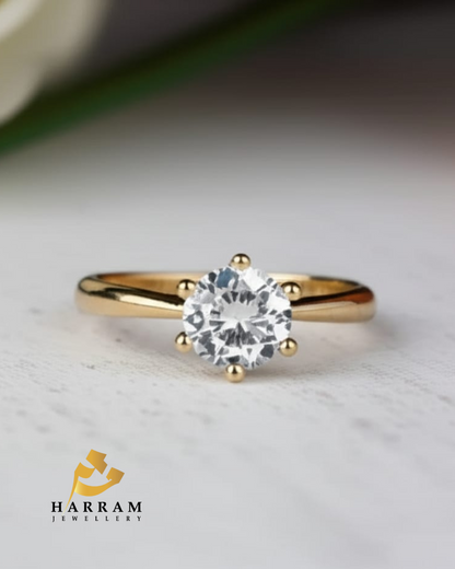Elegant Gold Tone Solitaire Ring
