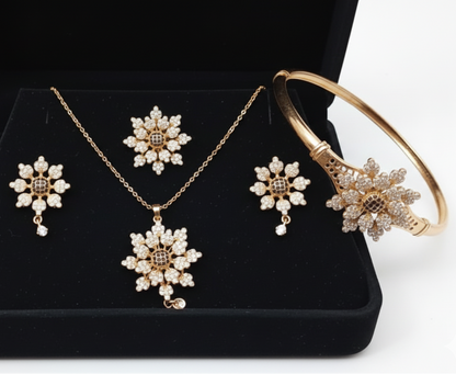 Luxury Gold Flower Jewellery Set for Women