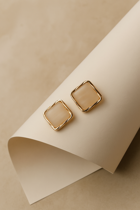 Elegant square Stud Earrings (Silver and Golden)