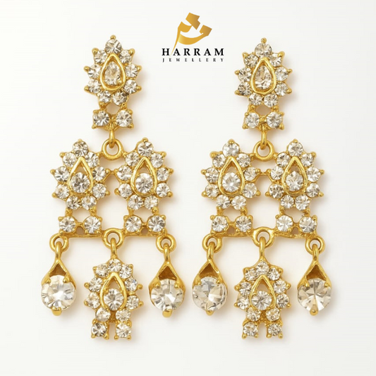Royal Gold Crystal Chandbali Earrings
