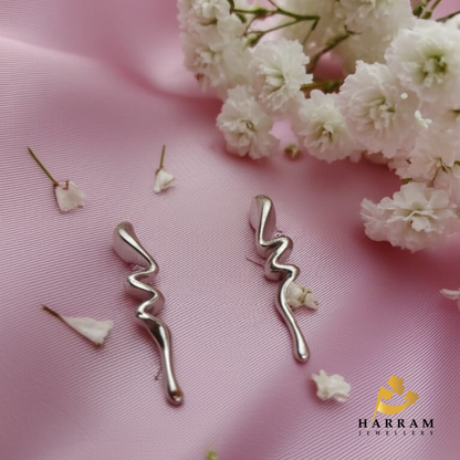 Abstract Wave Silver Earrings