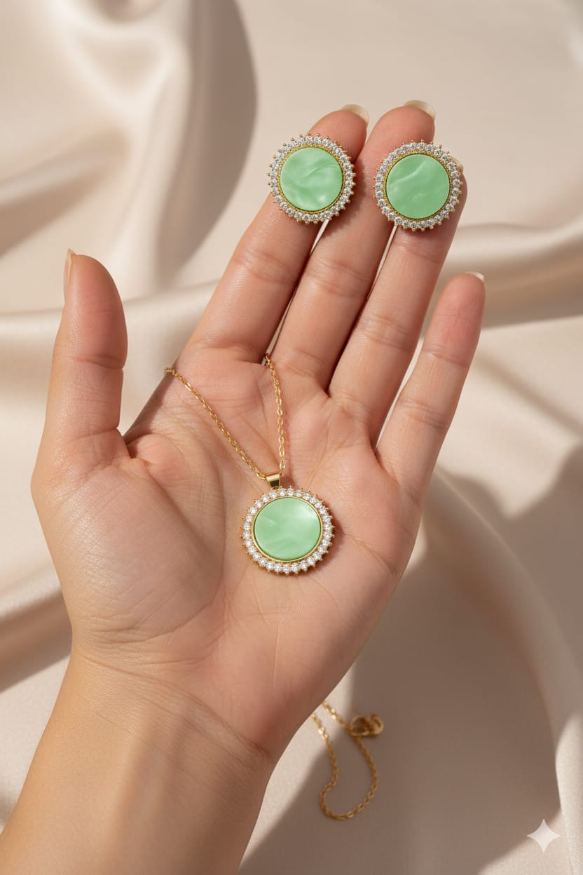 Classic Round Locket and Earring Set