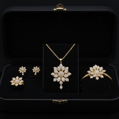 Luxury Gold Flower Jewellery Set for Women