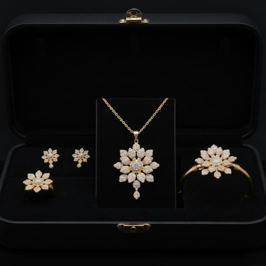 Luxury Gold Flower Jewellery Set for Women