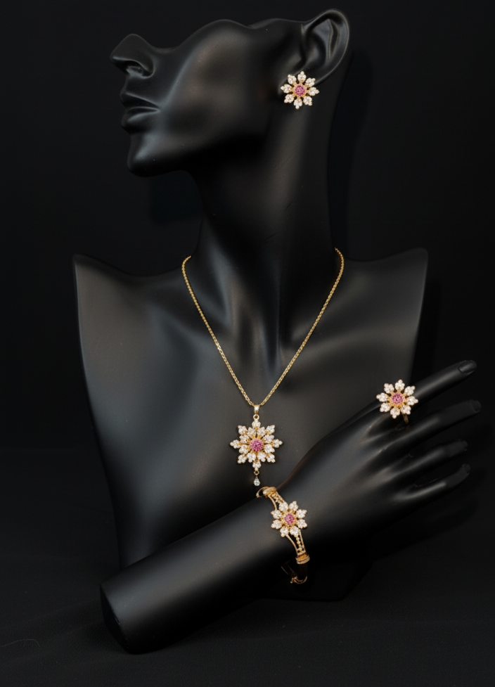 Luxury Gold Flower Jewellery Set for Women
