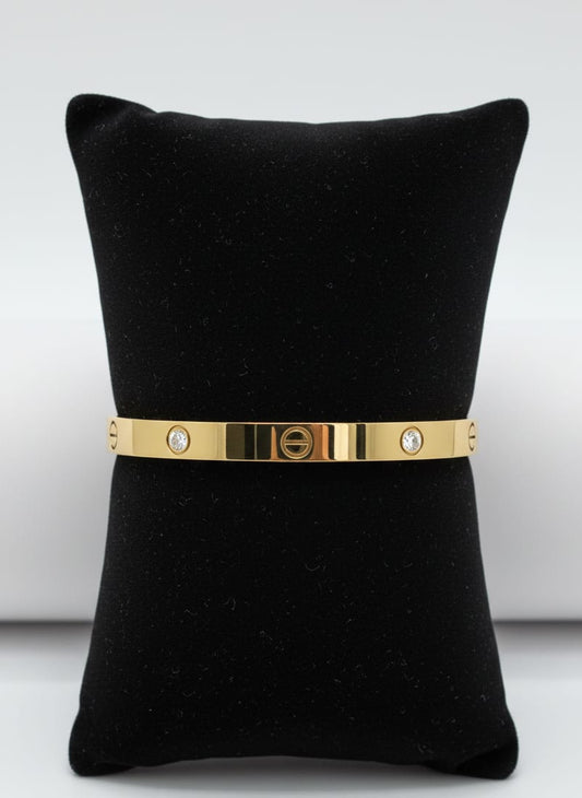 Luxury Stainless Steel Screw Design Bangle – Gold & Silver Finish