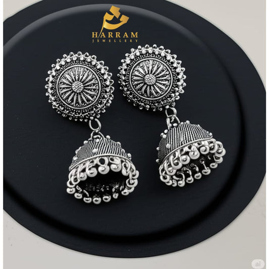 Antique Silver Jhumka Earrings