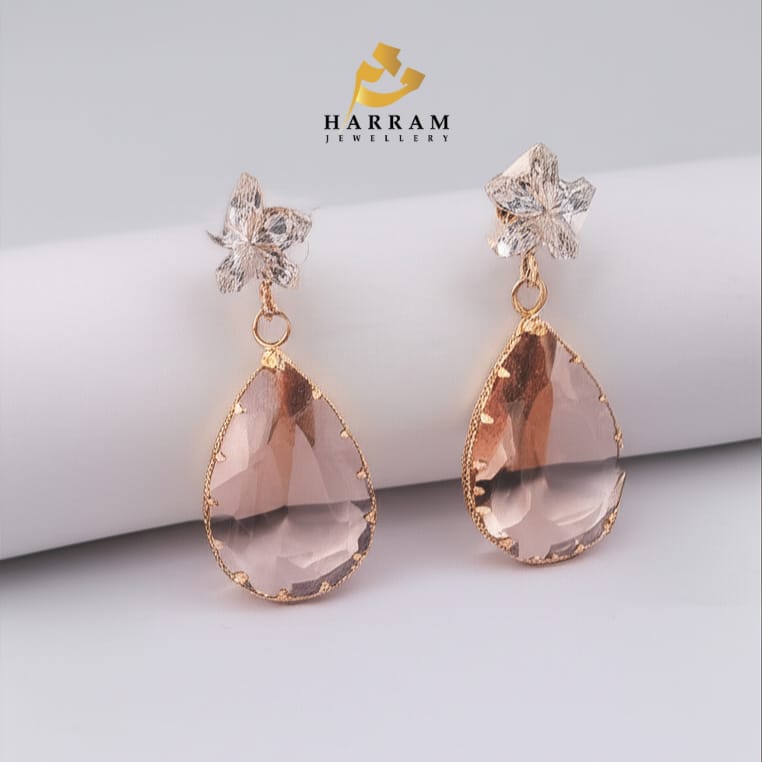 Blush Teardrop Crystal Earrings