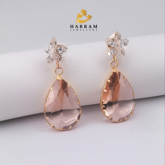 Blush Teardrop Crystal Earrings