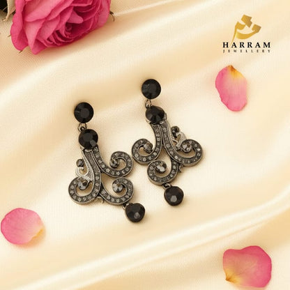 Vintage Noir Scroll Earrings