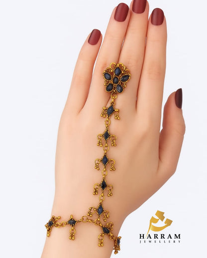 Black and Golden Hand Harness Bracelet (Anja Design)