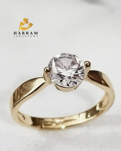 Adjustable Gold Plated Single stone Ring