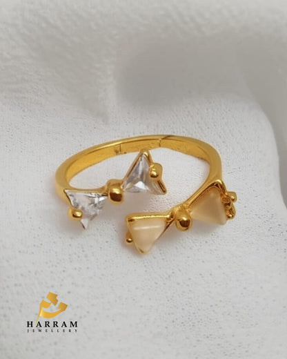 Bow Ring with Dual-Tone Stones