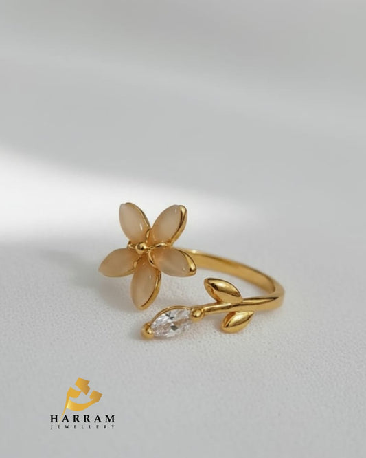 Floral Vine Golden and Silver Ring