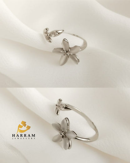 Floral Vine Golden and Silver Ring