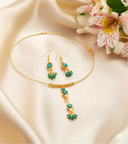 Elegant Gold-Plated Choker Set with Earrings