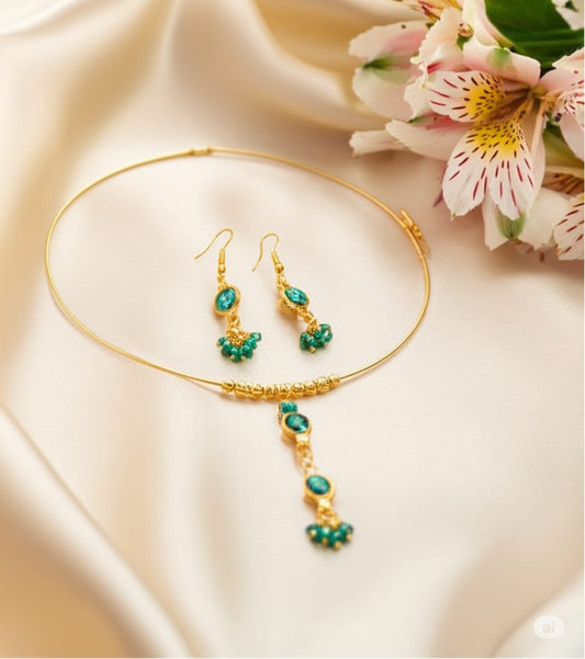 Elegant Gold-Plated Choker Set with Earrings