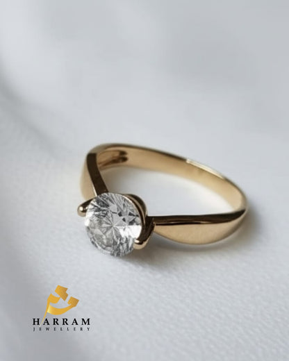 Adjustable Gold Plated Single stone Ring