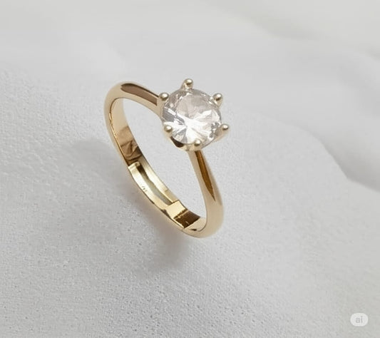 Elegant Gold Tone Solitaire Ring
