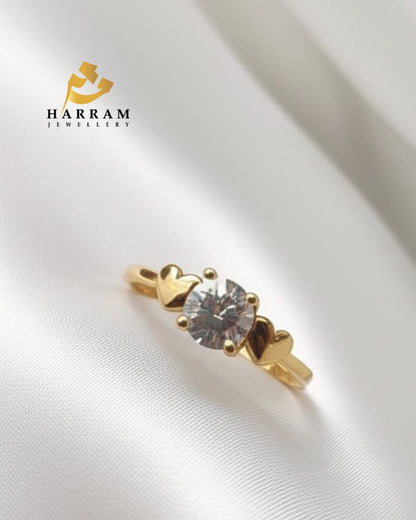 Gold Heart Solitaire Ring (Love Ring)