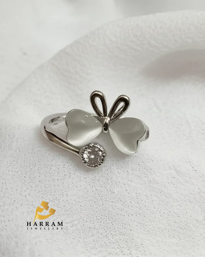 Bow Ring with Pearl and Crystal Accent