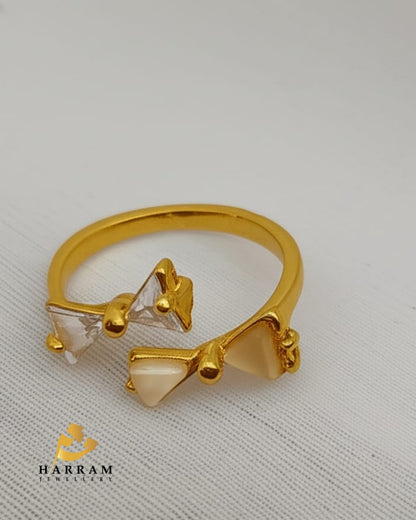 Bow Ring with Dual-Tone Stones