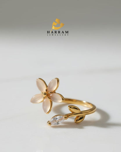 Floral Vine Golden and Silver Ring