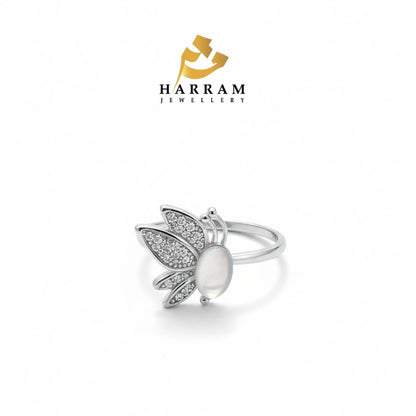 Sterling Butterfly and Rose Ring