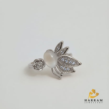 Sterling Butterfly and Rose Ring
