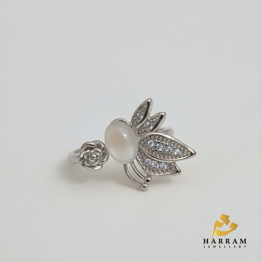 Sterling Butterfly and Rose Ring