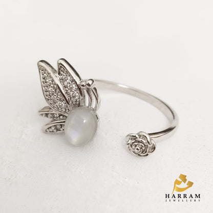 Sterling Butterfly and Rose Ring