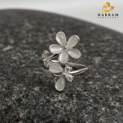 Floral Bloom Butterfly Stone Ring