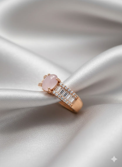 Royal Oval Stone Ring with Golden Finish