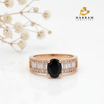 Royal Oval Stone Ring with Golden Finish