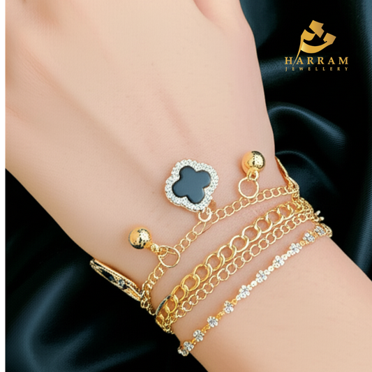 Multi-Layered Clover Charm Bracelet
